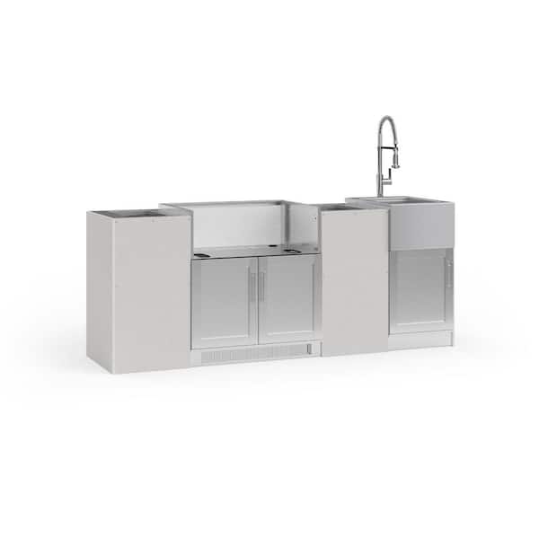 NewAge Products Outdoor Kitchen Signature Series 87.94 in. x 25.5 in. x 35.75 in. Stainless Steel 6-Piece Set with 33 in. Grill Cabinet
