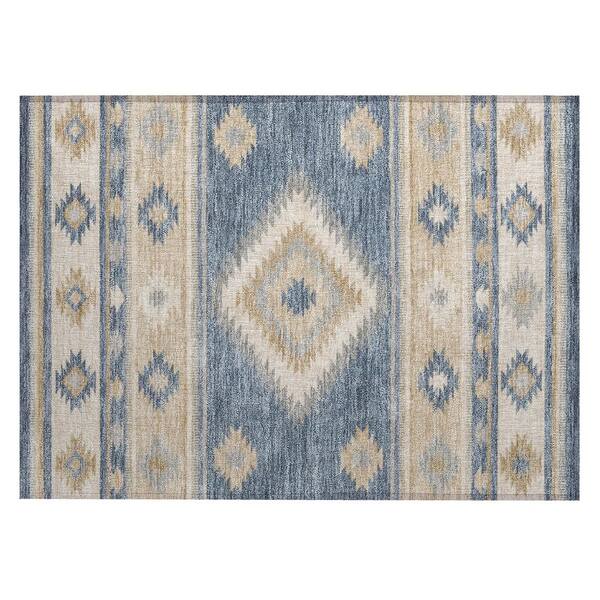 Chantille Machine Washable Indoor/Outdoor Abstract ACN3127 Denim 2 ft. x 3 ft. Accent Rug