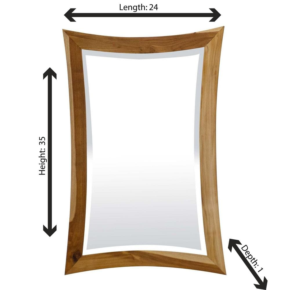 Earthy Teak 24" Rectangular Wood Vanity Mirror