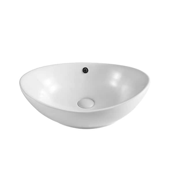 Unbranded White Ceramic Oval Bathroom Basin Ceramic Vessel Sink