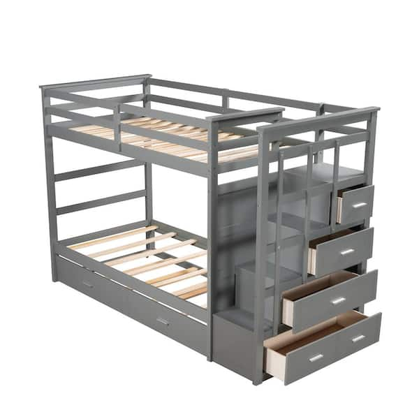 Shyann staircase twin over full bunk bed with deals trundle