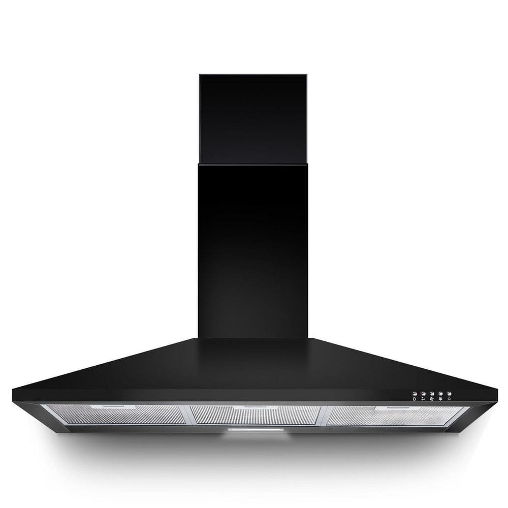 36 in. 450CFM Wall Mount Range Hood Ducted/Ductless Convertible Downdraft System in Black with Push Button Control price history on PriceWatchPro