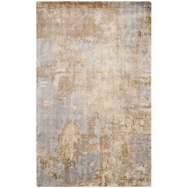 Mirage 6 ft. x 9 ft. Taupe/Gray Contemporary Distressed Area Rug
