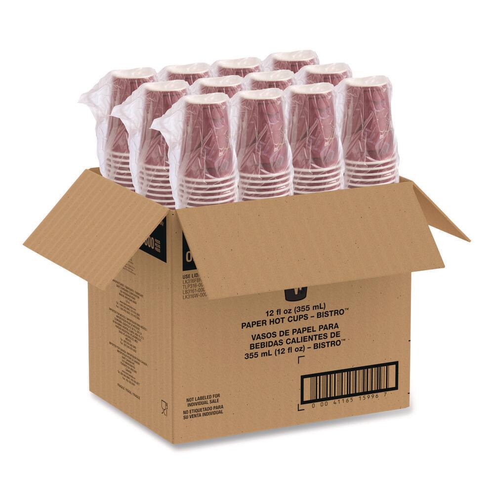 Maroon Bistro Design 12 oz Disposable Hot Drink Cups