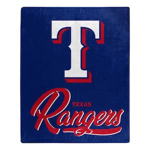 MLB Rangers Signature Raschel  Blue Throw Blanket