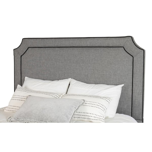 Leffler Home Manor Belgrave King Upholstered Bed w/Side Rails and Footboard in Jitterbug Flax with Black Trim