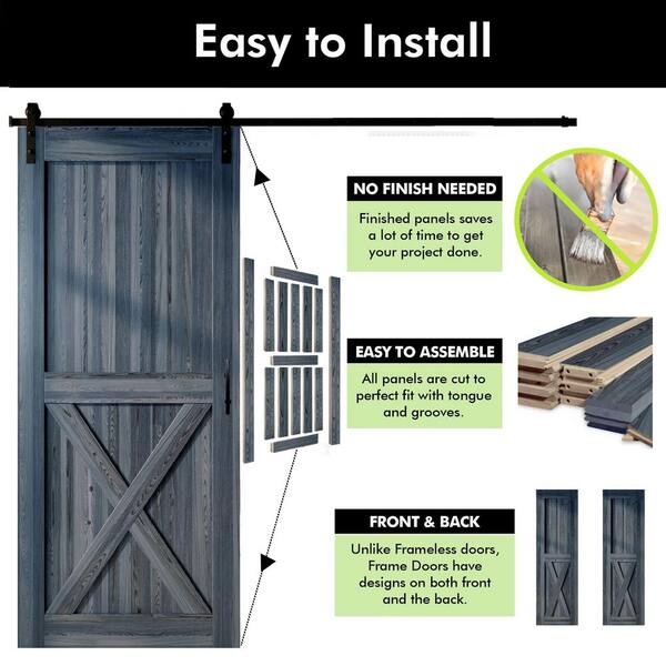 HOMACER 46 in. x 84 in. X-Frame Navy Solid Pine Wood HOMACER 46 in. x 84 in. X-Frame Navy Solid Pine Wood