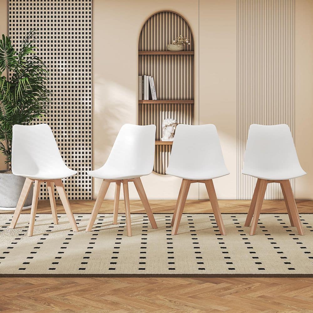 VECELO Modern Dining Chairs (Set of 4) Mid Century Plastic Shell
