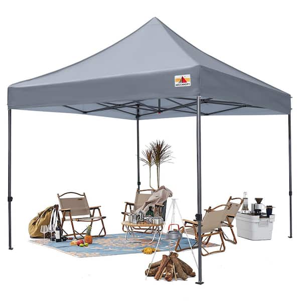 ABCCANOPY 10 ft. x 10 ft. Gray Commercial Instant Shade Metal Pop Up Canopy Tent Shelter