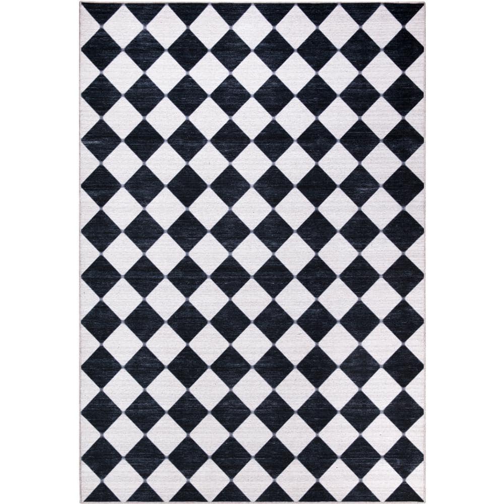 Rugs Parker Modern Diamond Checkered Cream 4 ft. x 6 ft. Area