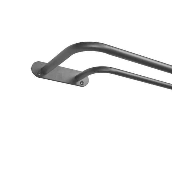 EXCLUSIVE HOME Fetter 52 in. - 72 in. Adjustable 3/4 in. Double Curtain Rod Kit in Gunmetal with Finial