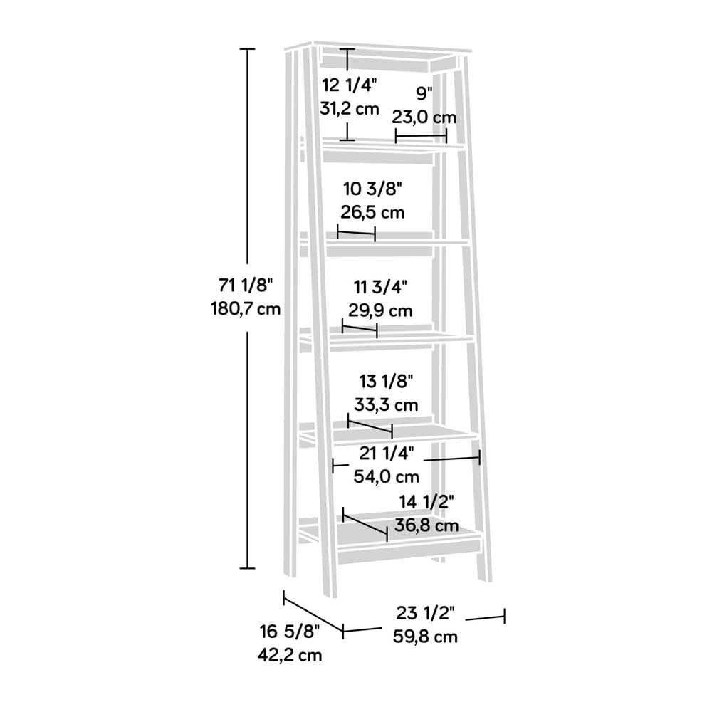 Mystic Oak Adjustable 5-Shelf Bookcase with Cubes