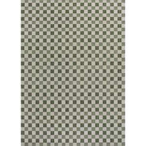 Aimee Traditional Cottage Checkerboard Green/Cream 4 ft. x 6 ft. Indoor/Outdoor Area Rug