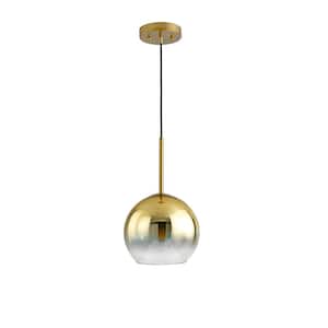 Metro 1-Light Brushed Brass Pendant Light with Golden Glass shade