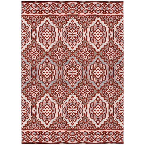 Chantille Machine Washable Indoor/Outdoor Abstract ACN2669 Red 8 ft. x 10 ft. Area Rug