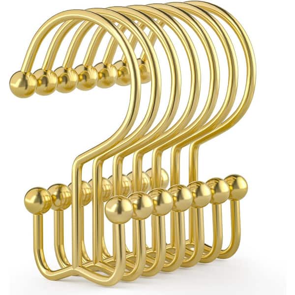 CLAVIE 12 -Piece Set of Metal Shower Curtain Rings/Hooks Shower Curtain Rings in Gold