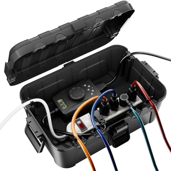 Lukyamzn Large Black Outdoor Electrical Box IP54 Waterproof Extension Cord Cover Weatherproof Secure Outlet Protect Box