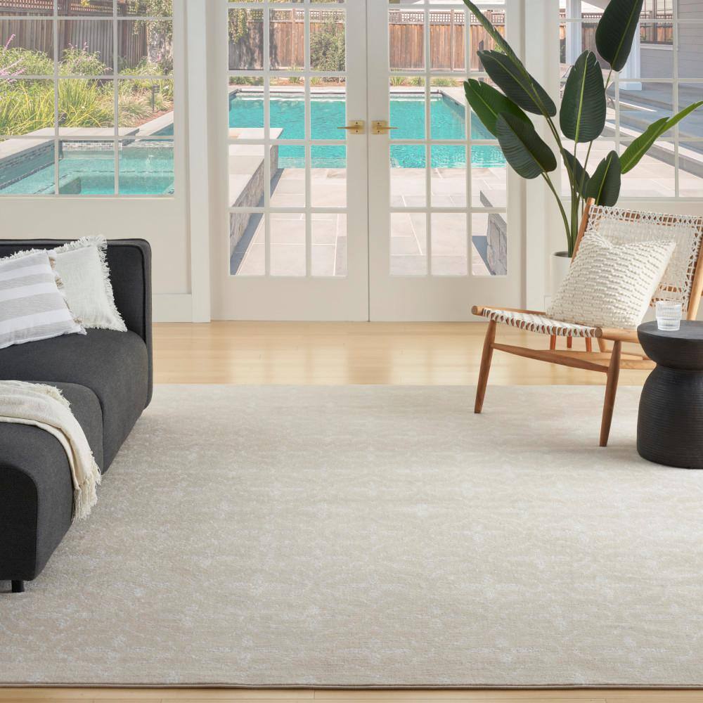 Ivory Beige 6' x 9' Synthetic Moroccan Trellis Area Rug