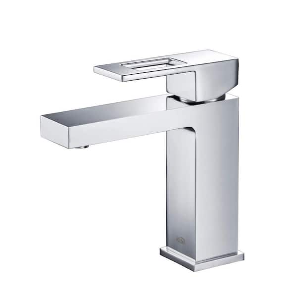 Cubic Single Handle Bathroom Vanity Sink Faucet in Chrome