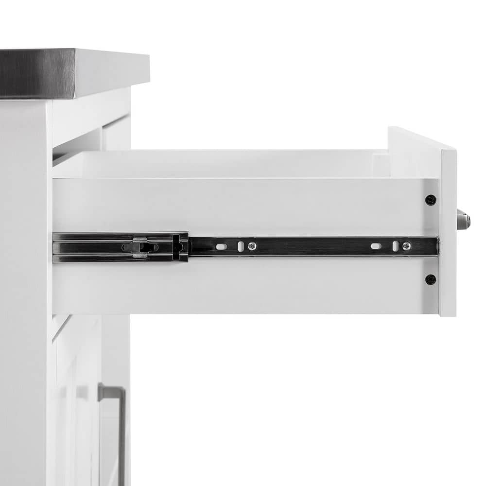 Silvia 51'' Classic White Kitchen Island with Stainless Steel Top