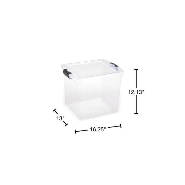 Homz 31 qt. Latching Plastic Storage Container Clear/Grey Set of 4 Gray