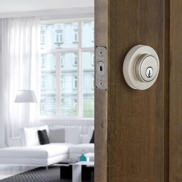 Defiant - Contemporary Round Satin Nickel Single Cylinder Deadbolt