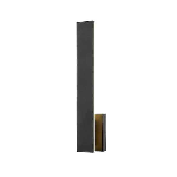 Unbranded Stylet 24 in. Black Outdoor Hardwired Shaded Wall Sconce with Integrated LED