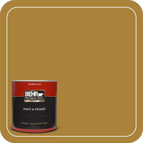 BEHR PREMIUM PLUS 1 qt. #340D-7 Golden Green Flat Exterior Paint & Primer