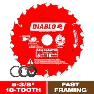 5-3/8 in x 18-Tooth Fast Framing Circular Saw Blade with Bushings