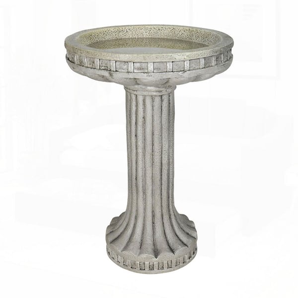Modern Series 24 in. H Gray Fibre-Reinforced Concrete Bird Bath for Garden, Patio, Backyard, Lawn