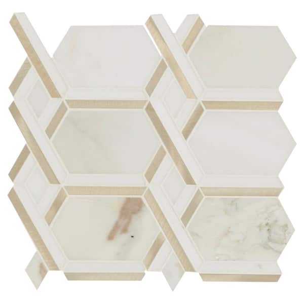 Luxor Royal Link Gold 12 in. x 12 in. Stone/Metal Mesh-Mounted Mosaic Floor and Wall Tile (9.8 sq. ft./Case)