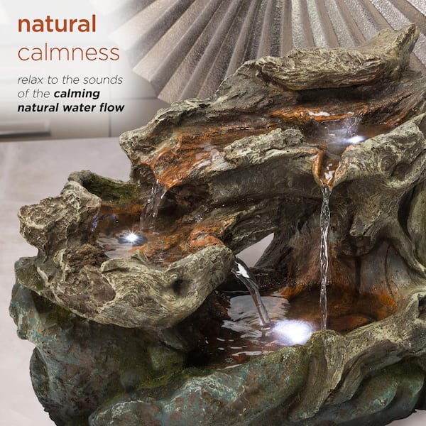 Indoor Tabletop Rock Waterfall Fountain With LED Lights | Soothing Desktop Decor