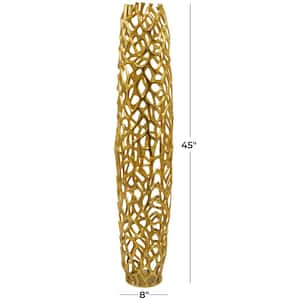45 in. Gold Aluminum Metal Coral Decorative Vase