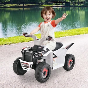 8 in. Kids Ride on ATV 4 Wheeler Quad Toy Car 6-Volt Battery Powered Motorized Toy White