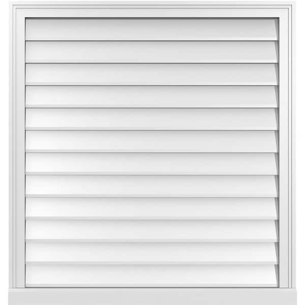 Ekena Millwork 36 in. x 38 in. Vertical Surface Mount PVC Gable Vent: Decorative with Brickmould Sill Frame