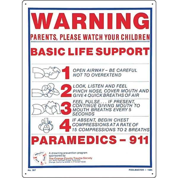 Poolmaster Residential or Commercial Swimming Pool Signs, Basic Life Support