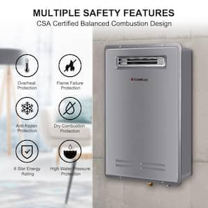 Camplux 6.86 GPM Whole Home Propane Gas Tankless Water Heater With Low Nitrogen Combustion