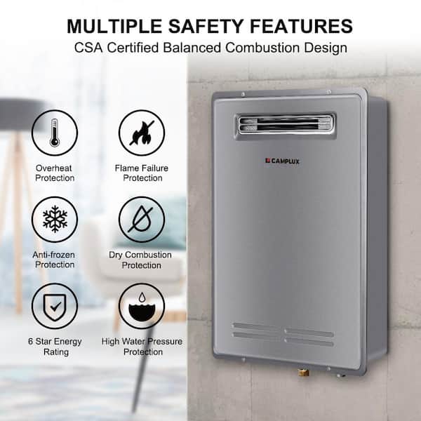 Camplux 6.86 GPM Whole Home Propane Gas Tankless Water Heater With Low Nitrogen Combustion