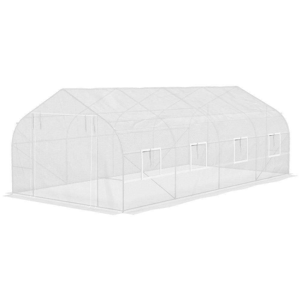 20 ft. x 10 ft. Walk-In Tunnel Greenhouse with Zippered Door and 8 Windows 