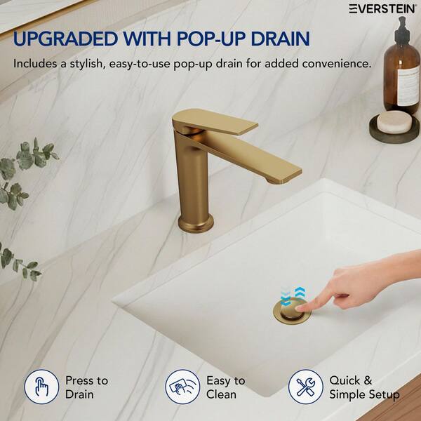 EVERSTEIN 7.25 in. Height Waterfall 1-Handle Faucet Splash-Proof