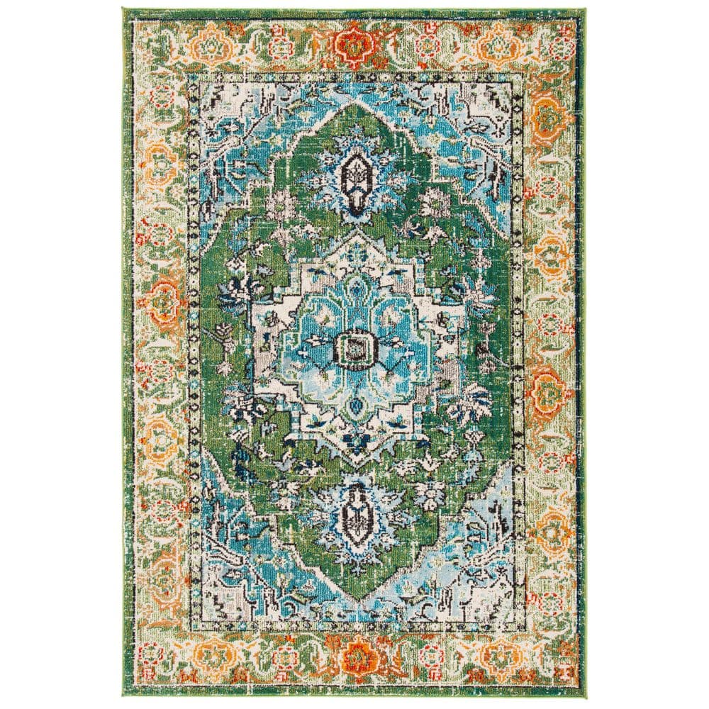 Monaco Green and Turquoise Synthetic Rectangular 8' x 10' Area Rug