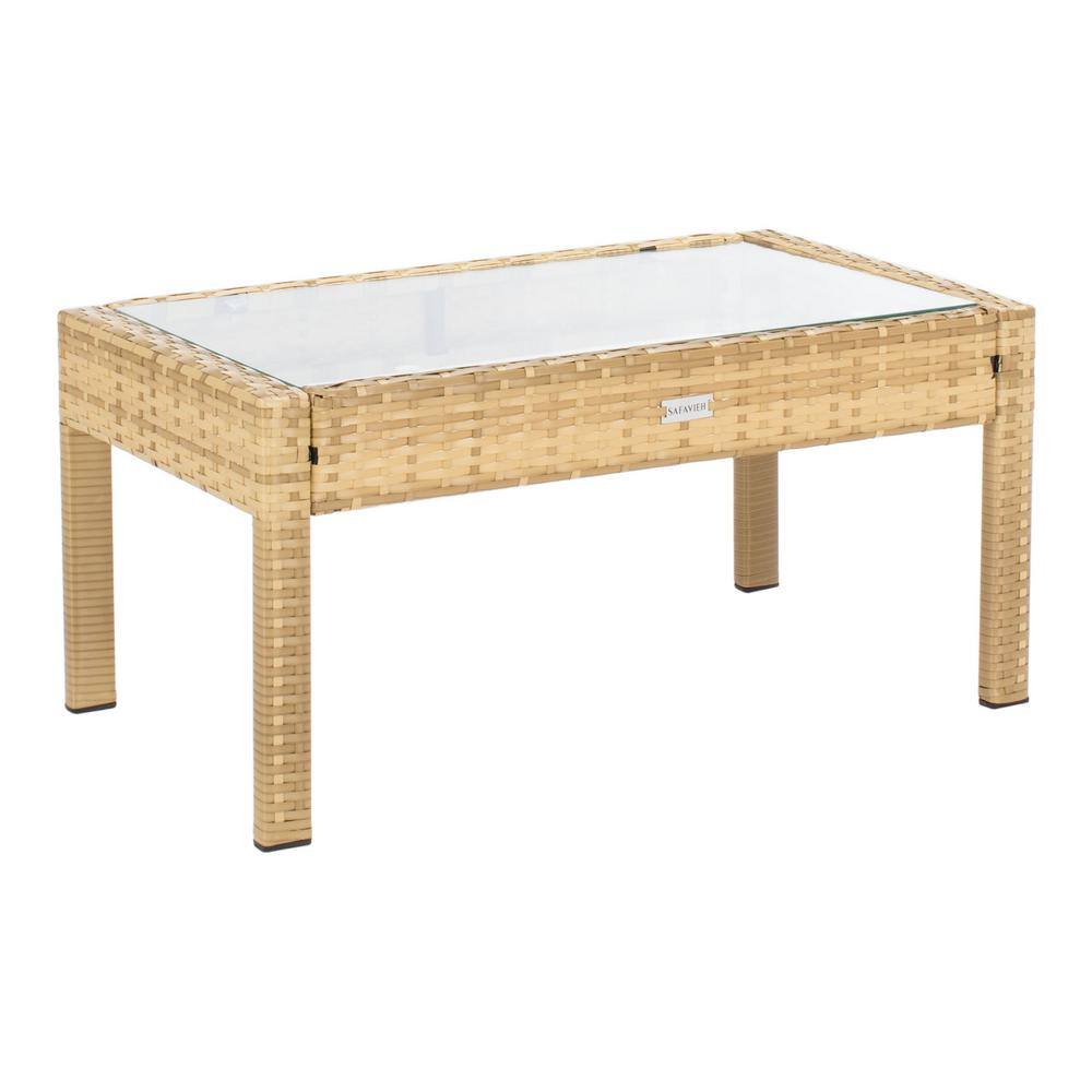 Bassey Natural Wicker 4-Piece Patio Set with White Cushions