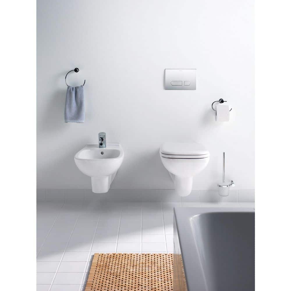 White Wall Mounted Dual Flush Elongated Toilet Bowl