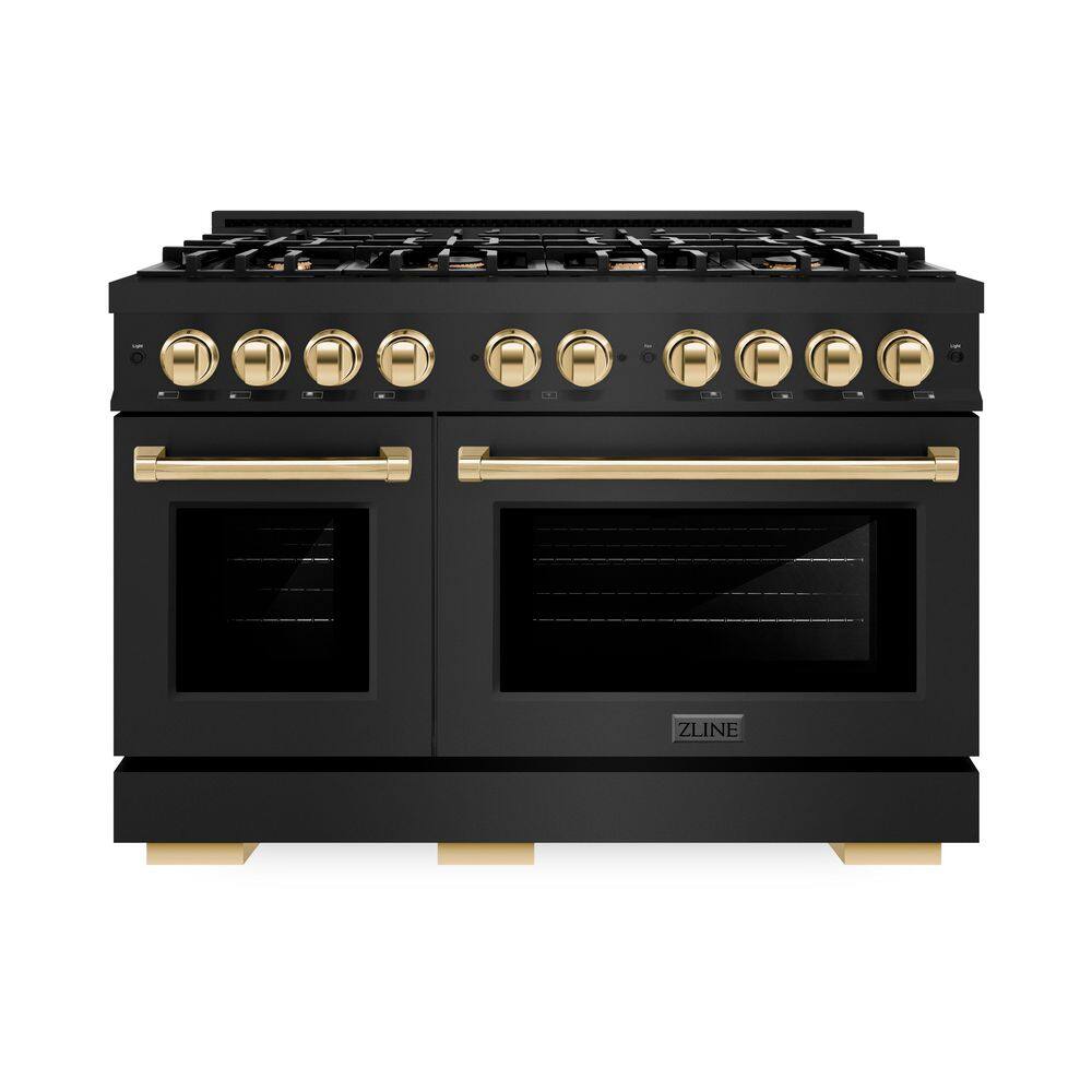 Select 48 in. 8-Burner Dual Fuel Range with Double Oven in Black Stainless Steel and Polished Gold price history on PriceWatchPro