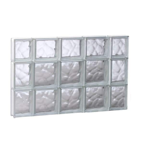 Clearly Secure 34.75 in. x 21.25 in. x 3.125 in. Frameless Wave Pattern Non-Vented Glass Block Window