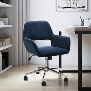 Ross Dark Blue Modern Standard Fabric Upholstered Swivel Office Chair Ergonomic Task Chair with Arms and Tilt
