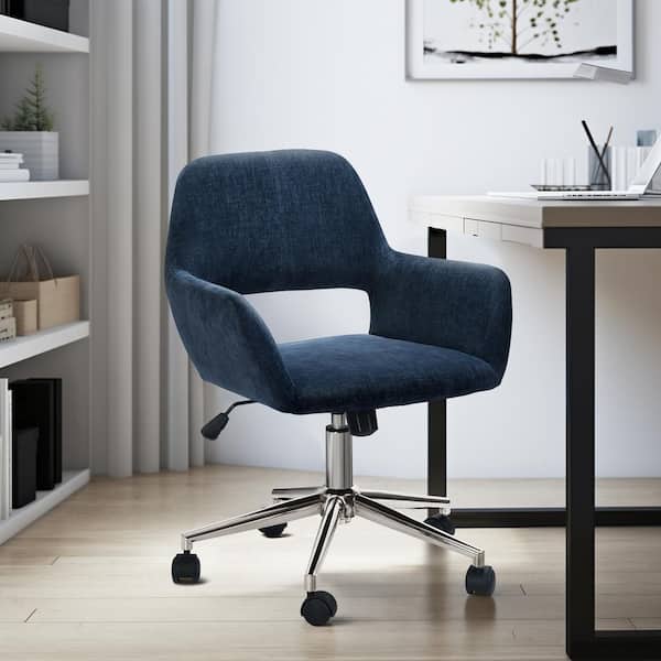Homy Casa Ross Dark Blue Modern Standard Fabric Upholstered Swivel Office Chair Ergonomic Task Chair with Arms and Tilt