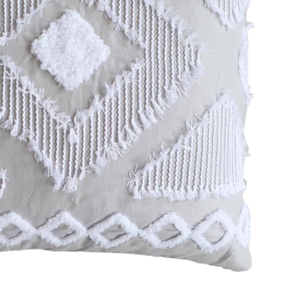 Harleson Gray and White Embroidered Cotton Euro Sham