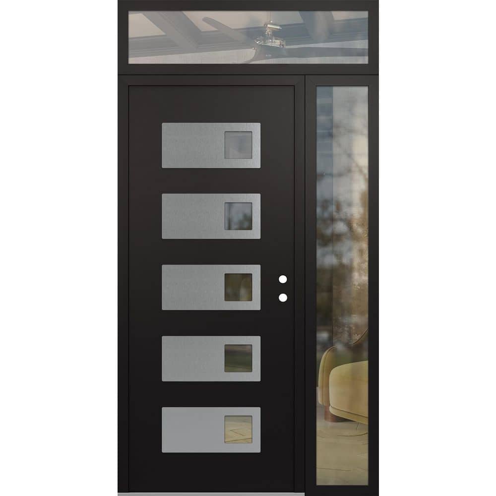 D2 48 in. x 96 in. Silver P Left-Hand/Inswing Clear Glass Black/Black Sidelite+Transom Steel Prehung Front Door price history on PriceWatchPro