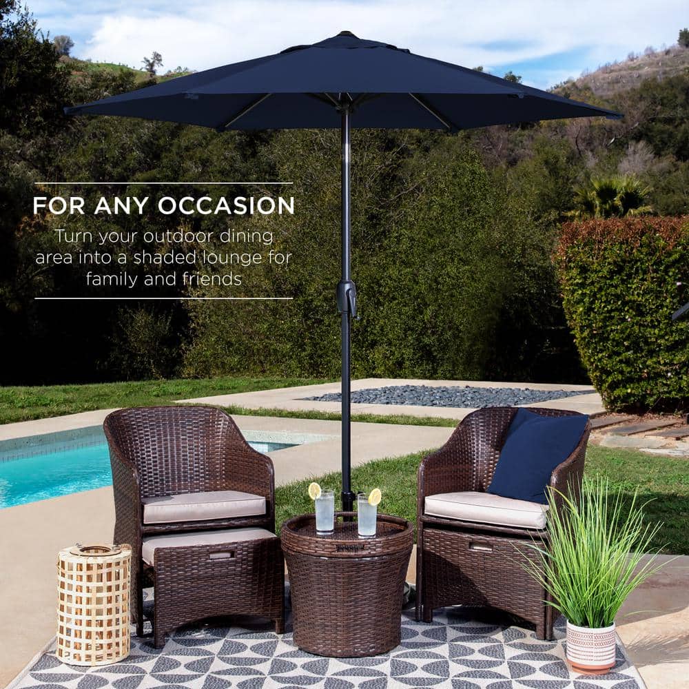 7.5ft Navy Blue Steel Outdoor Market Patio Umbrella